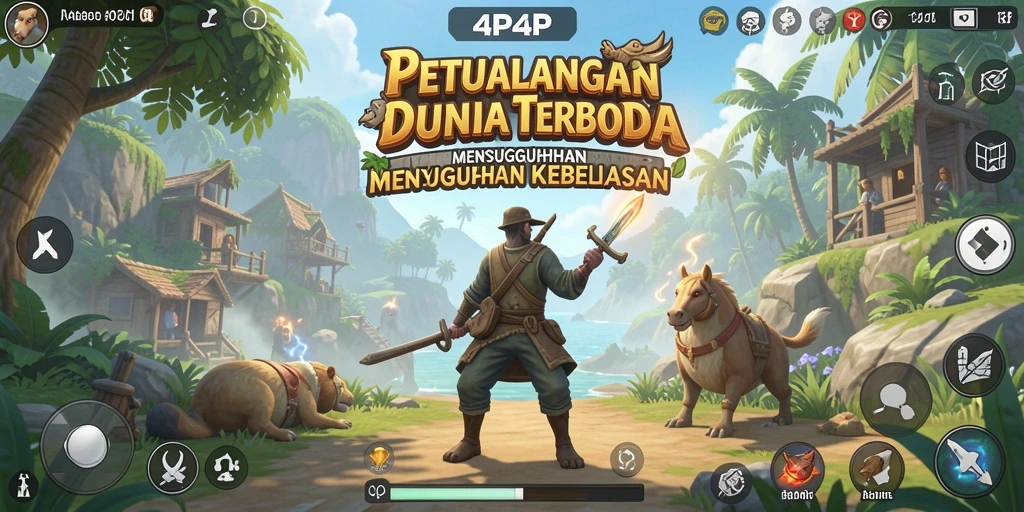Tangkapan layar utama 4P4P menampilkan aksi eksplorasi di dunia terbuka.
