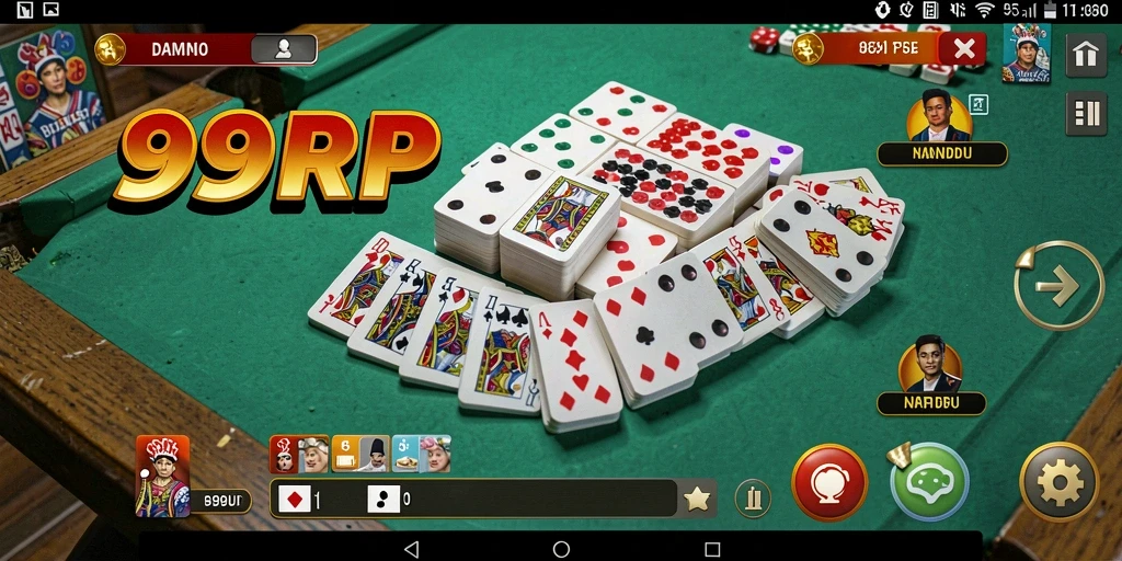 Tangkapan layar 99RP menampilkan gameplay Domino yang seru dan interaktif.
