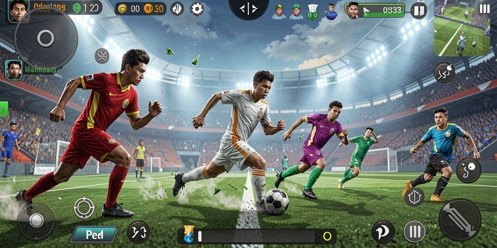 Tampilan gameplay D06 yang seru dan penuh aksi olahraga.