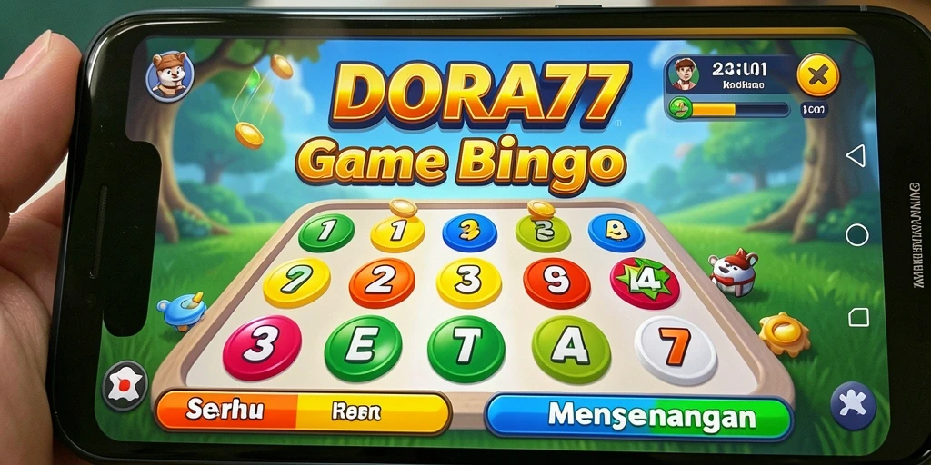 Gameplay seru dari DORA77 dengan kartu Bingo yang penuh warna.