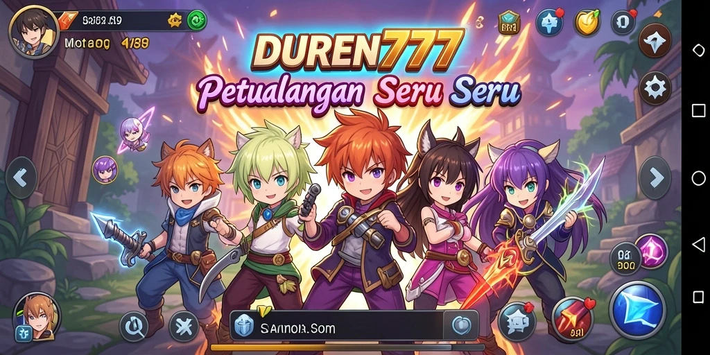 Tangkapan layar gameplay DUREN777 dengan karakter anime bertempur.