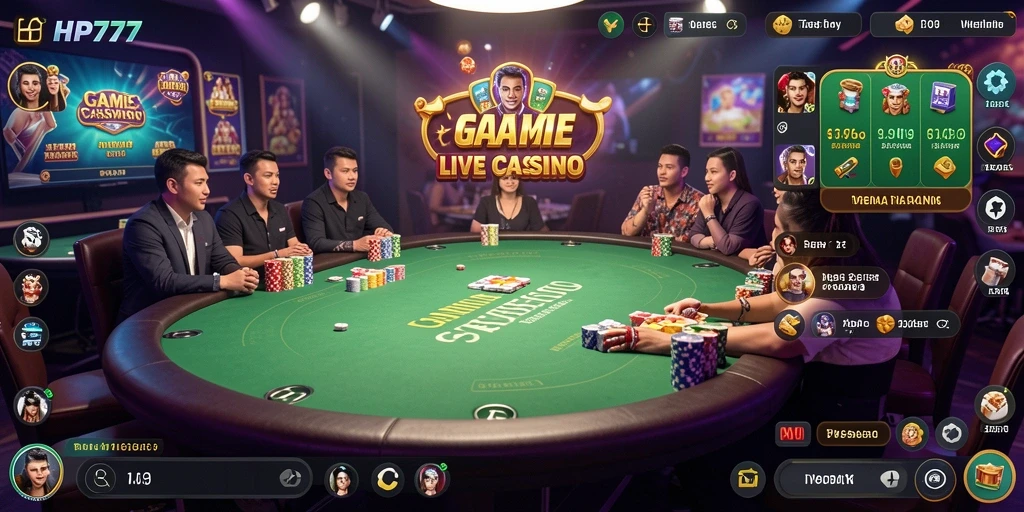 Screenshot HP777 menampilkan dealer langsung dan pengalaman bermain kasino yang menarik.