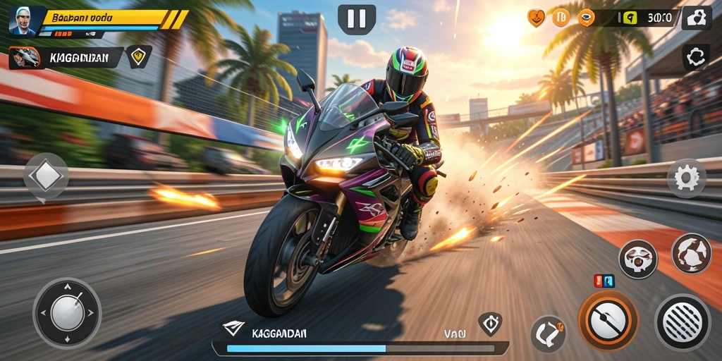 Screenshot KAGANDAN menampilkan aksi balapan motor yang mendebarkan.