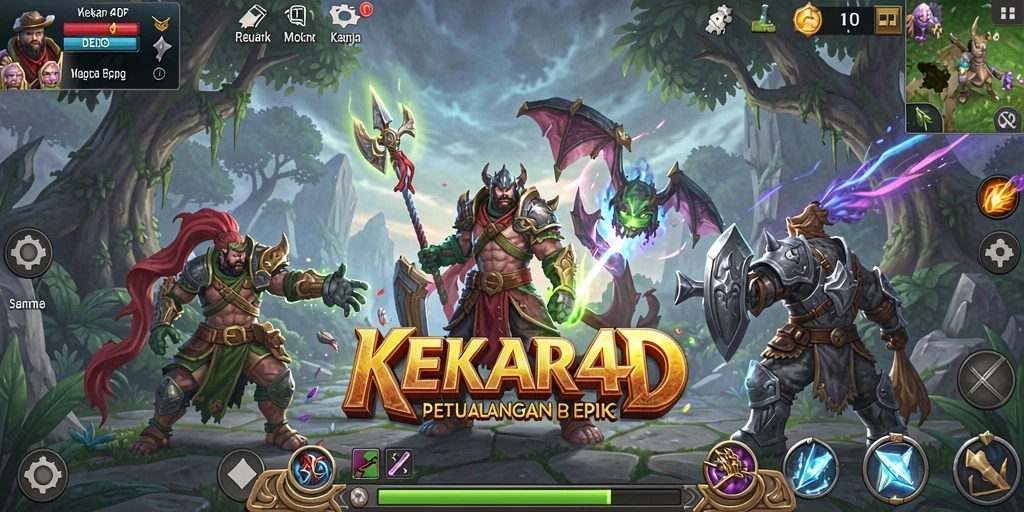 Screenshot KEKAR4D menampilkan aksi seru dalam pertarungan RPG.