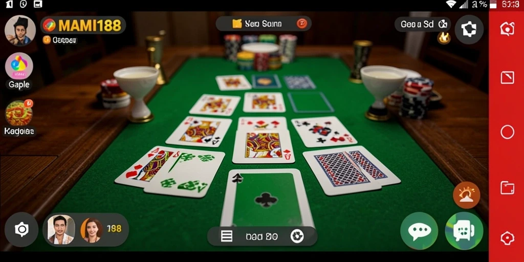 Tampilan gameplay seru MAMI188 yang menampilkan papan Gaple.