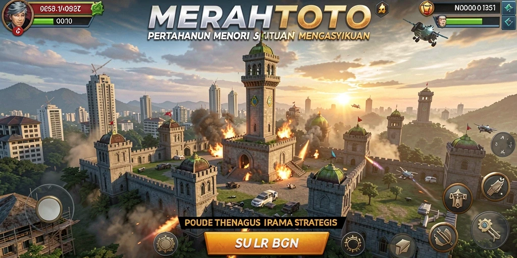 Screenshot gameplay MERAHTOTO menampilkan aksi menara pertahanan yang seru.