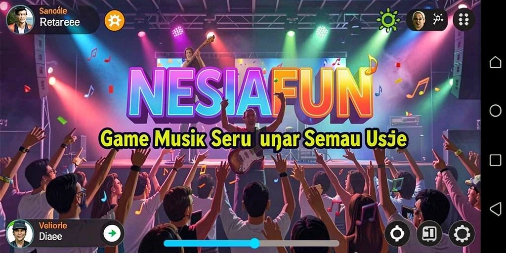 Tampilan permainan NESIAFUN dengan berbagai pilihan lagu menarik.