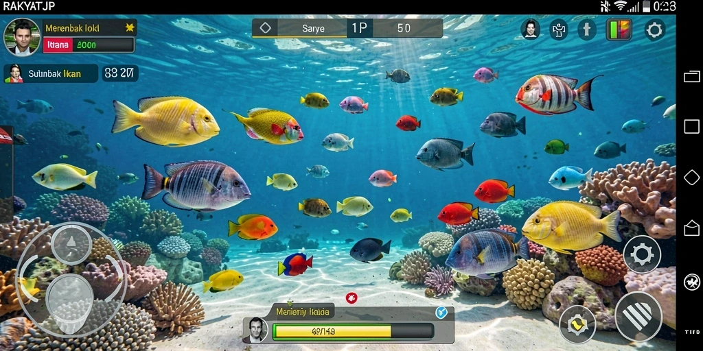 Menampilkan gameplay seru saat menembak ikan.