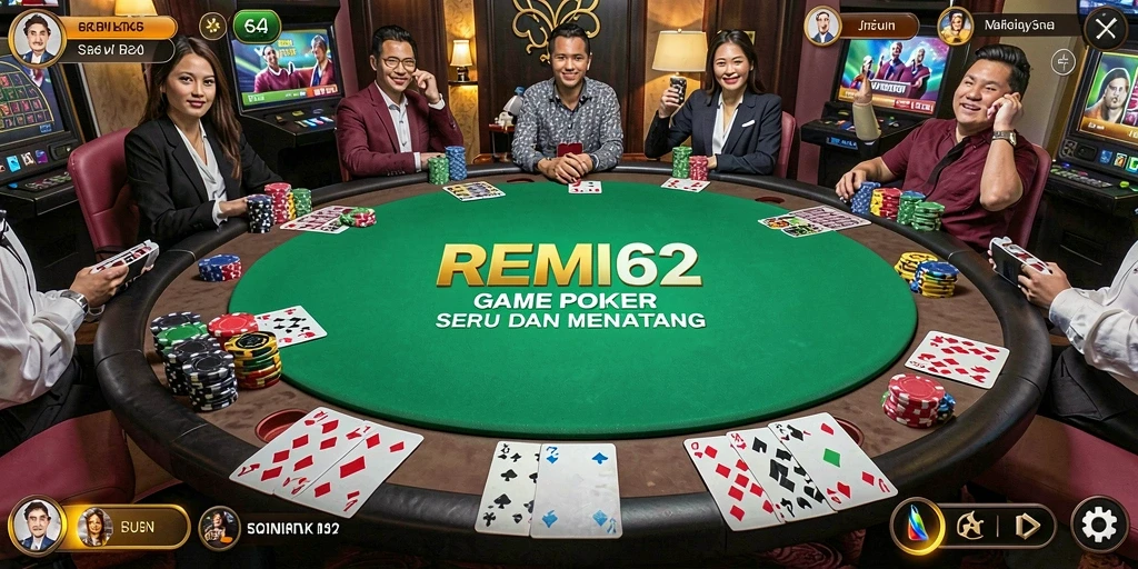 Tampilan antarmuka yang menarik saat bermain Poker di REMI62.