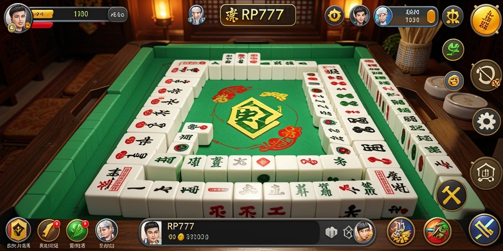 Screenshot gameplay RP777 menampilkan aksi seru permainan Mahjong.