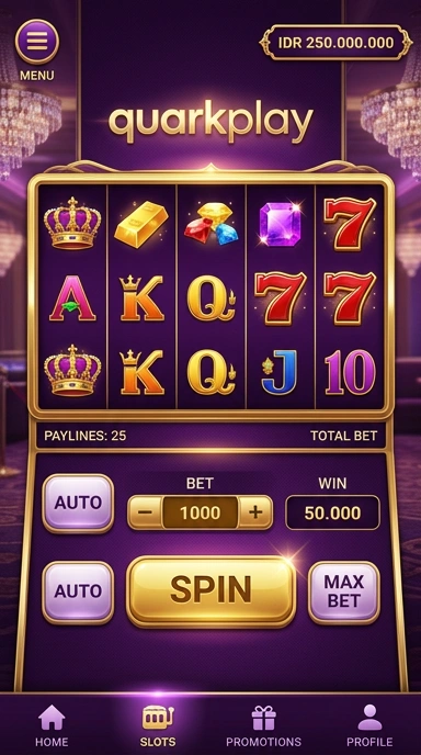 Tampilan antarmuka Quarkplay yang mudah digunakan.